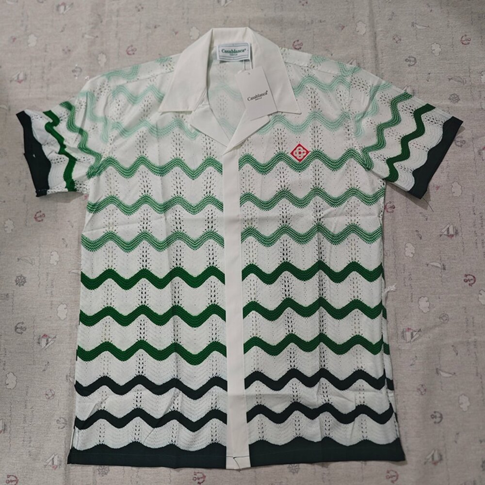 Casablanca Men's Wave Crochet Shirt